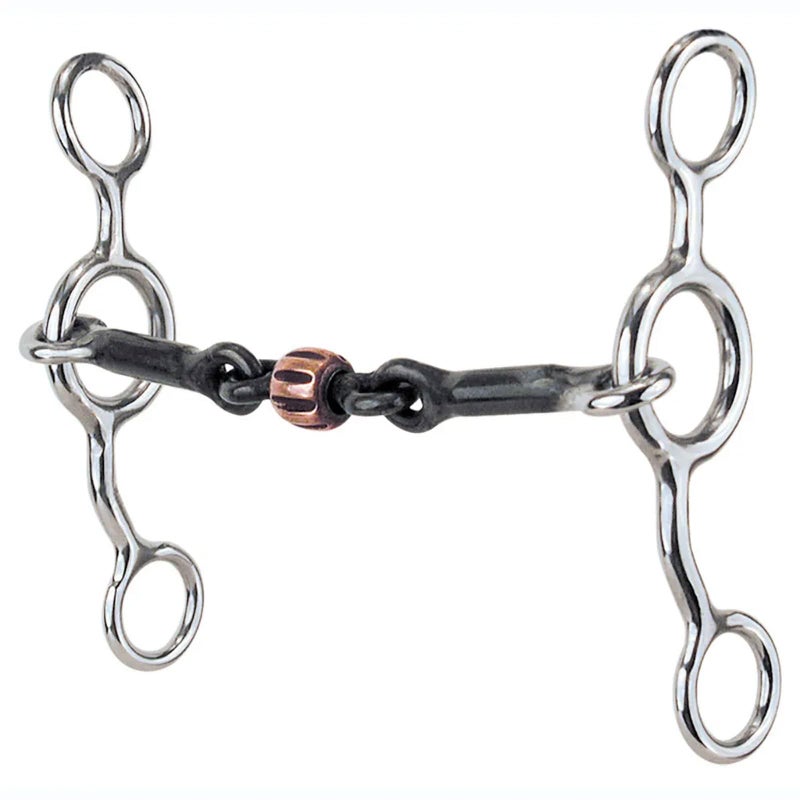 Reinsman 349 Junior Cowhorse Bit | Durable Stage B Transitional Horse Size Smooth Dogbone Snaffle | 3-Piece Sweet Iron Mouth with Copper Roller - Image 1